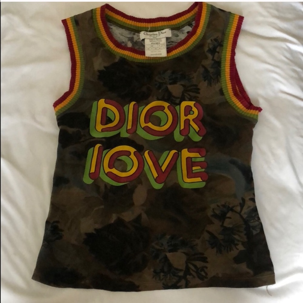 Christian Dior love Rasta mania camo tank top